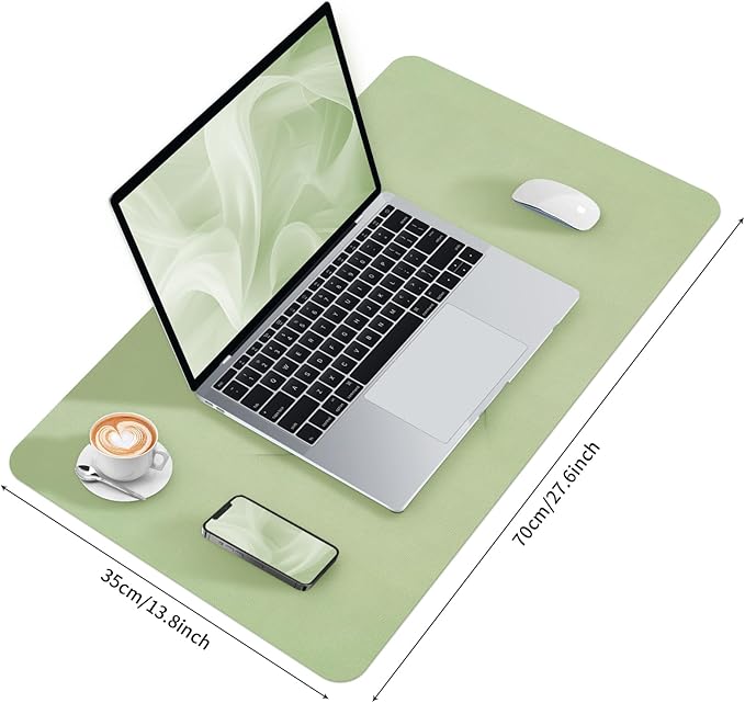 Bloss Green Desk Mat, Mouse Pad, Waterproof Leather Desk Pad, Desk Matt for Desktop, Non - Slip Desk Pad Mat for Office Work/Home (27.6 x 13.8 Inches) | Mouse Pads - TrueDesk