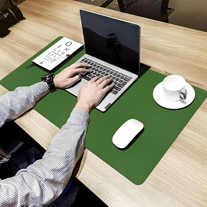 Bloss Green Leather Mouse Pad,Leather Desk Mat Protector,Dual - Side Use Mouse Mats,Office Desks Mats,Laptop Protector Desks Mat,Waterproof Keyboard Pads,Desk Writing Pad for Office/Home.31.5"x 15.7" | Mouse Pads - TrueDesk