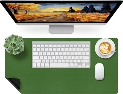 Bloss Green Leather Mouse Pad,Leather Desk Mat Protector,Dual - Side Use Mouse Mats,Office Desks Mats,Laptop Protector Desks Mat,Waterproof Keyboard Pads,Desk Writing Pad for Office/Home.23.6"x 13.8" | Mouse Pads - TrueDesk