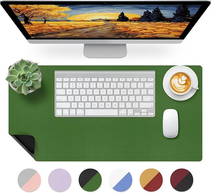 Bloss Green Leather Mouse Pad,Leather Desk Mat Protector,Dual - Side Use Mouse Mats,Office Desks Mats,Laptop Protector Desks Mat,Waterproof Keyboard Pads,Desk Writing Pad for Office/Home.23.6"x 13.8" | Mouse Pads - TrueDesk