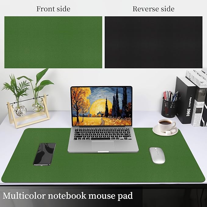 Bloss Green Leather Mouse Pad,Leather Desk Mat Protector,Dual - Side Use Mouse Mats,Office Desks Mats,Laptop Protector Desks Mat,Waterproof Keyboard Pads,Desk Writing Pad for Office/Home.31.5"x 15.7" | Mouse Pads - TrueDesk