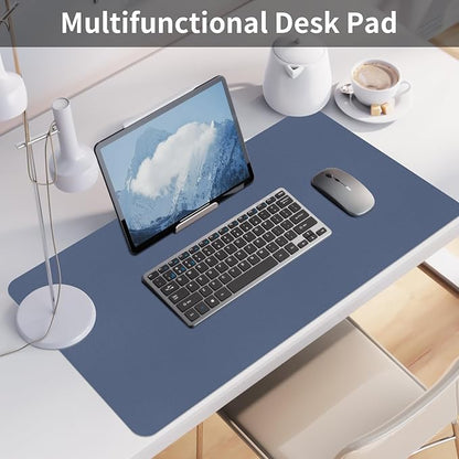 Bloss Grey Blue Desk Mat, Leather Desk Matt for Desktop, Waterproof Large Keyboard Mat, Computer Mat for Office/Home/Decor(31.5 x 15.7 Inches) | Desk Pads Blotters - TrueDesk