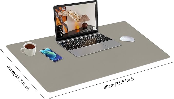 Bloss Grey Desk Mat, Leather Desk Pad, Desk Matt for Desktop, Waterproof Desk Pad Mat, Computer Mat for Office Work/Home/Decor/Desk Protector/Cover(31.5 x 15.7 Inches) | Desk Pads Blotters - TrueDesk