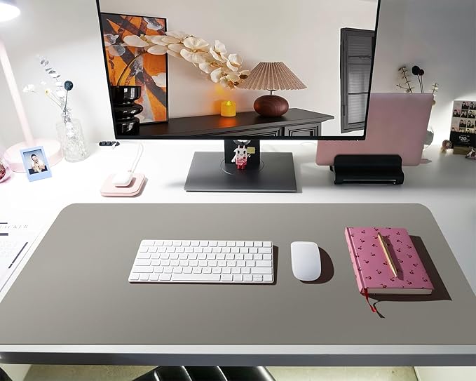 Bloss Grey Desk Mat, Leather Desk Pad, Desk Matt for Desktop, Waterproof Desk Pad Mat, Computer Mat for Office Work/Home/Decor/Desk Protector/Cover(31.5 x 15.7 Inches) | Desk Pads Blotters - TrueDesk