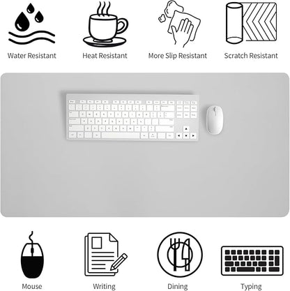 Bloss Large Desk Pad, 47.2" x 24" Desk Mat, Desk Pads on Top of Desks, Computer Mat Non - Slip, Desk Blotter Waterproof, Easy to Clean - Light Grey | Mouse Pads - TrueDesk