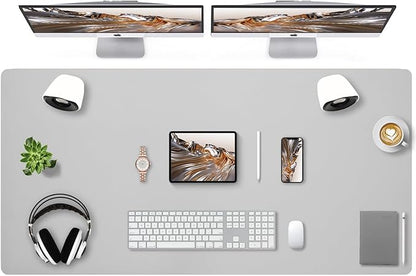 Bloss Large Desk Pad, 47.2" x 24" Desk Mat, Desk Pads on Top of Desks, Computer Mat Non - Slip, Desk Blotter Waterproof, Easy to Clean - Light Grey | Mouse Pads - TrueDesk