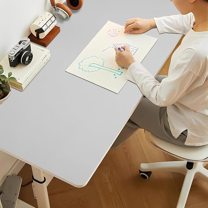 Bloss Large Desk Pad, 47.2" x 24" Desk Mat, Desk Pads on Top of Desks, Computer Mat Non - Slip, Desk Blotter Waterproof, Easy to Clean - Light Grey | Mouse Pads - TrueDesk