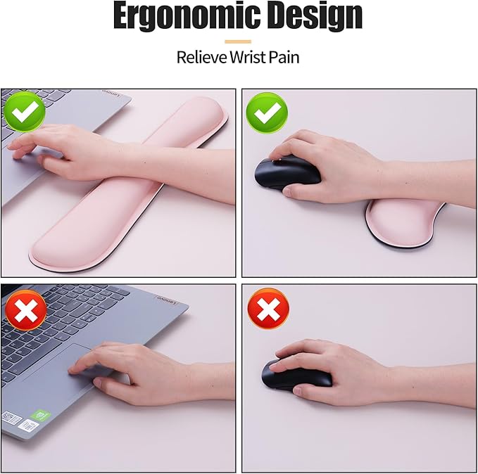 Bloss Large Desk Pad and Keyboard Wrist Rest, Large Mouse Pad + Keyboard Pad+Mouse Wrist Support, Non - Slip Desk Mat Protector for Office, Home (35.4×15.7 Inches,Pink) | Mouse Pads - TrueDesk