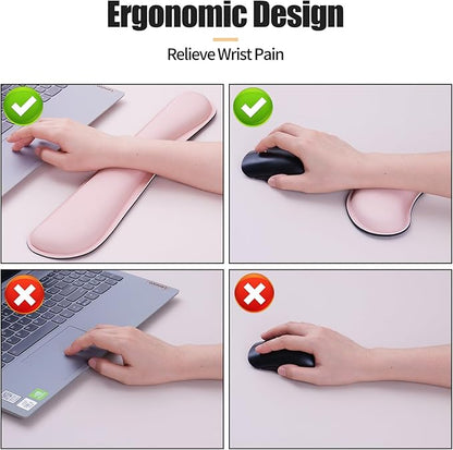 Bloss Large Desk Pad and Keyboard Wrist Rest, Large Mouse Pad + Keyboard Pad+Mouse Wrist Support, Non - Slip Desk Mat Protector for Office, Home (35.4×15.7 Inches,Pink) | Mouse Pads - TrueDesk
