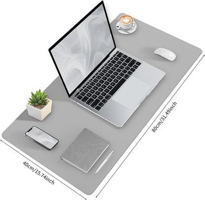 Bloss Large Desk Pad, Grey Desk Mat, Desk Pads on Top of Desks, Computer Mat Non - Slip, Desk Blotter Waterproof, Easy to Clean - Light Grey (31.5 x 15.7 Inches) | Desk Pads Blotters - TrueDesk