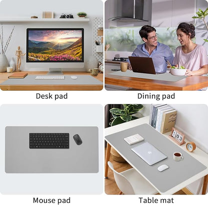 Bloss Large Desk Pad, Grey Desk Mat, Desk Pads on Top of Desks, Computer Mat Non - Slip, Desk Blotter Waterproof, Easy to Clean - Light Grey (31.5 x 15.7 Inches) | Desk Pads Blotters - TrueDesk