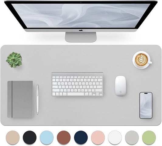 Bloss Large Desk Pad, Grey Desk Mat, Desk Pads on Top of Desks, Computer Mat Non - Slip, Desk Blotter Waterproof, Easy to Clean - Light Grey (31.5 x 15.7 Inches) | Desk Pads Blotters - TrueDesk