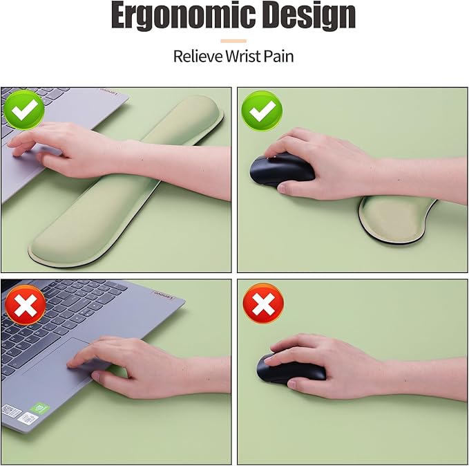 Bloss Leather Desk Mat and Keyboard Wrist Rest, Large Mouse Pad + Keyboard Pad+Mouse Wrist Support, Non - Slip Desk Mat Protector for Office, Home(35.4×15.7 Inches, Green) | Mouse Pads - TrueDesk