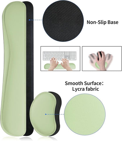 Bloss Leather Desk Mat and Keyboard Wrist Rest, Large Mouse Pad + Keyboard Pad+Mouse Wrist Support, Non - Slip Desk Mat Protector for St Patricks Day(31.5×15.7 Inches, Green) | Mouse Pads - TrueDesk