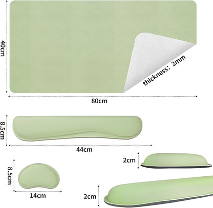 Bloss Leather Desk Mat and Keyboard Wrist Rest, Large Mouse Pad + Keyboard Pad+Mouse Wrist Support, Non - Slip Desk Mat Protector for St Patricks Day(31.5×15.7 Inches, Green) | Mouse Pads - TrueDesk