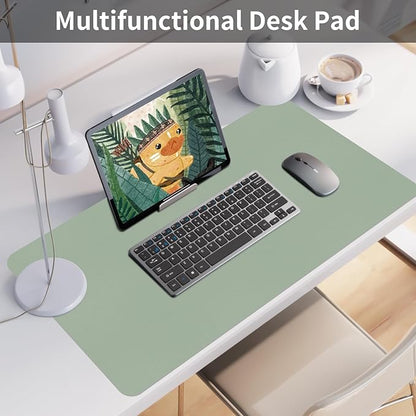 Bloss Leather Desk Mat, Large Mouse Pad, Non - Slip Desk Protector Mat, Leather Desk Blotter, Waterproof Desk Pad for Office Home Decor/Grey Green(31.5×15.7 Inches) | Mouse Pads - TrueDesk