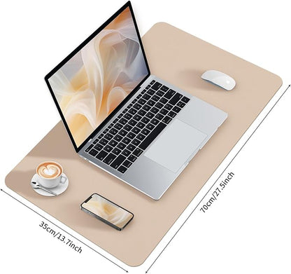Bloss Leather Desk Mat, Mouse Pad, Waterproof Small Desk Pad, Desk Matt for Desktop, Non - Slip Desk Pad Mat for Office Work/Home - Beige (27.6 x 13.8 Inches) | Mouse Pads - TrueDesk
