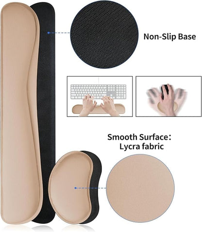 Bloss Leather Desk Pad and Keyboard Wrist Rest, Large Mouse Pad + Keyboard Pad+Mouse Wrist Support, Non - Slip Desk Mat Protector for Office, Home (35.4×15.7 Inches,Beige) | Mouse Pads - TrueDesk