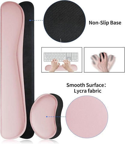 Bloss Leather Desk Pad and Keyboard Wrist Rest, Large Mouse Pad + Keyboard Pad+Mouse Wrist Support, Non - Slip Desk Mat Protector for Office, Home(31.5×15.7 Inches,Pink) | Mouse Pads - TrueDesk