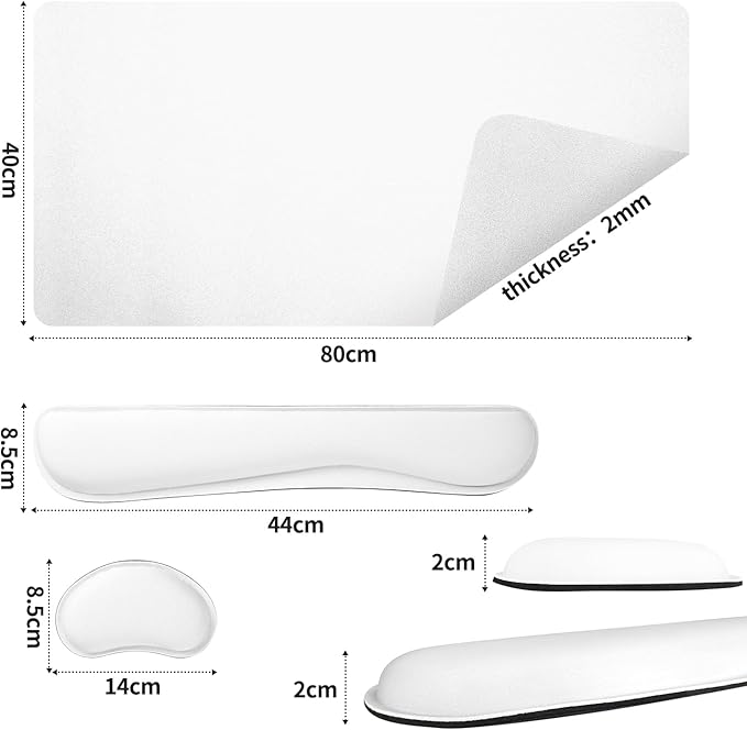Bloss Leather Desk Pad and Keyboard Wrist Rest, Large Mouse Pad + Keyboard Pad+Mouse Wrist Support, Non - Slip Desk Mat Protector for Office, Home(31.5×15.7 Inches,White) | Mouse Pads - TrueDesk
