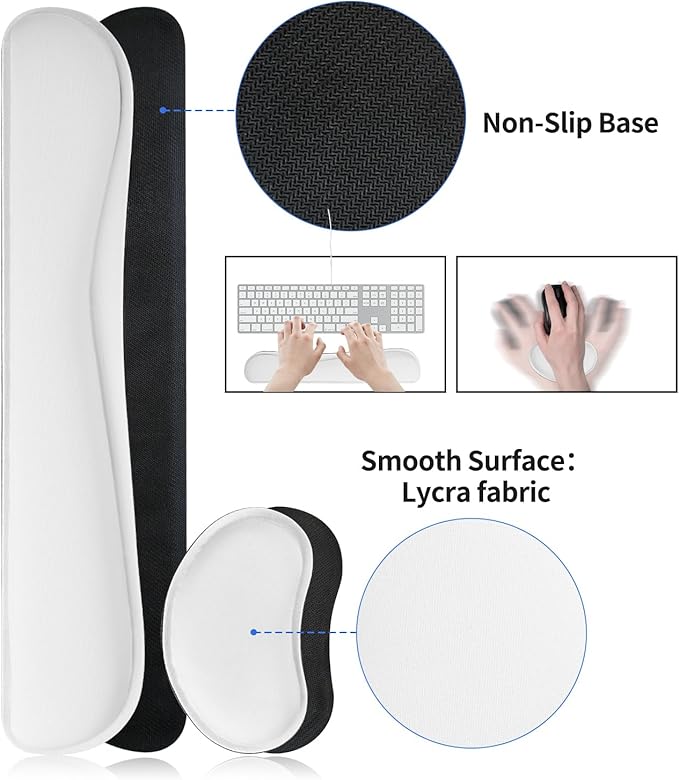 Bloss Leather Desk Pad and Keyboard Wrist Rest, Large Mouse Pad + Keyboard Pad+Mouse Wrist Support, Non - Slip Desk Mat Protector for Office, Home(31.5×15.7 Inches,White) | Mouse Pads - TrueDesk