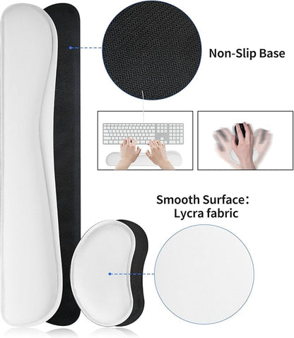 Bloss Leather Desk Pad and Keyboard Wrist Rest, Large Mouse Pad + Keyboard Pad+Mouse Wrist Support, Non - Slip Desk Mat Protector for Office, Home(31.5×15.7 Inches,White) | Mouse Pads - TrueDesk