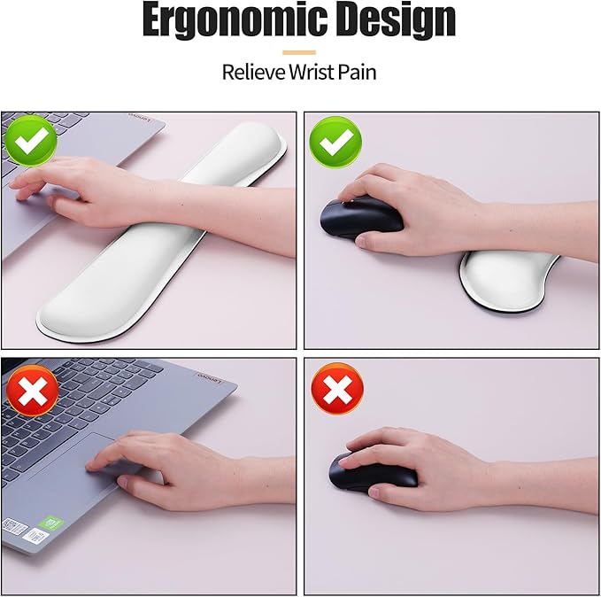 Bloss Leather Desk Pad and Keyboard Wrist Rest, Large Mouse Pad + Keyboard Pad+Mouse Wrist Support, Non - Slip Desk Mat Protector for Office, Home(31.5×15.7 Inches,White) | Mouse Pads - TrueDesk