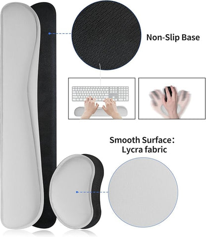 Bloss Leather Desk Pad and Keyboard Wrist Rest, Large Mouse Pad + Keyboard Pad+Mouse Wrist Support, Non - Slip Desk Mat Protector for Office, Home(35.4×15.7 Inches, Light Grey) | Mouse Pads - TrueDesk