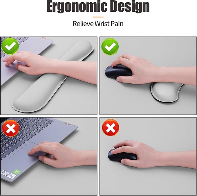 Bloss Leather Desk Pad and Keyboard Wrist Rest, Large Mouse Pad + Keyboard Pad+Mouse Wrist Support, Non - Slip Desk Mat Protector for Office, Home(35.4×15.7 Inches, Light Grey) | Mouse Pads - TrueDesk