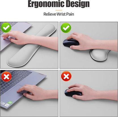 Bloss Leather Desk Pad and Keyboard Wrist Rest, Large Mouse Pad + Keyboard Pad+Mouse Wrist Support, Non - Slip Desk Mat Protector for Office, Home(35.4×15.7 Inches, Light Grey) | Mouse Pads - TrueDesk