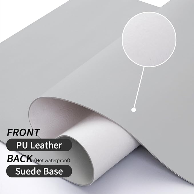 Bloss Leather Desk Pad and Keyboard Wrist Rest, Large Mouse Pad + Keyboard Pad+Mouse Wrist Support, Non - Slip Desk Mat Protector for Office, Home(35.4×15.7 Inches, Light Grey) | Mouse Pads - TrueDesk