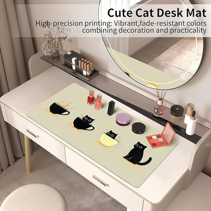 Bloss Leather Mouse Pad,Beige Anime Large Desk Pad,Cute Kawaii Cartoon Cat Desk Mats for Keyboard and Mouse,Waterproof Computer Laptop Desks Protector Mat for Office/Home/Women Gift,31.5" x 15.7" | Mouse Pads - TrueDesk