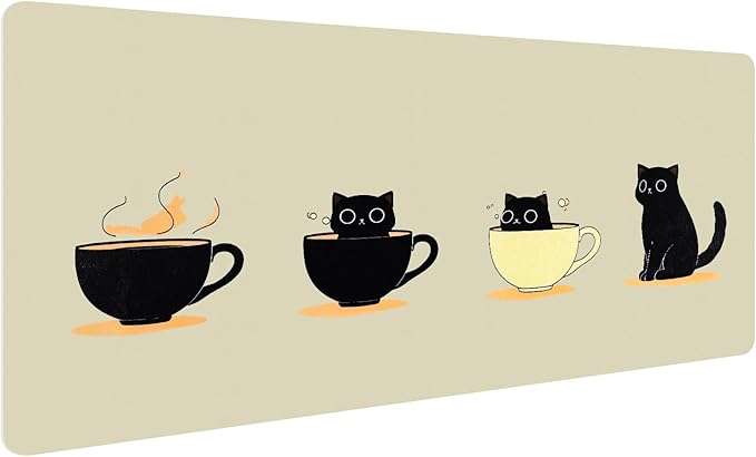 Bloss Leather Mouse Pad,Beige Anime Large Desk Pad,Cute Kawaii Cartoon Cat Desk Mats for Keyboard and Mouse,Waterproof Computer Laptop Desks Protector Mat for Office/Home/Women Gift,31.5" x 15.7" | Mouse Pads - TrueDesk