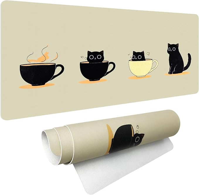 Bloss Leather Mouse Pad,Beige Anime Large Desk Pad,Cute Kawaii Cartoon Cat Desk Mats for Keyboard and Mouse,Waterproof Computer Laptop Desks Protector Mat for Office/Home/Women Gift,31.5" x 15.7" | Mouse Pads - TrueDesk