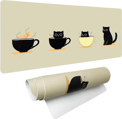 Bloss Leather Mouse Pad,Beige Anime Large Desk Pad,Cute Kawaii Cartoon Cat Desk Mats for Keyboard and Mouse,Waterproof Computer Laptop Desks Protector Mat for Office/Home/Women Gift,31.5" x 15.7" | Mouse Pads - TrueDesk