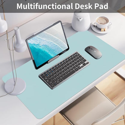 Bloss Light Blue Desk Mat, Large Mouse Pad, Leather Desk Blotter, Waterproof Desk Pad for Office Home Decor/31.5×15.7 Inch | Mouse Pads - TrueDesk
