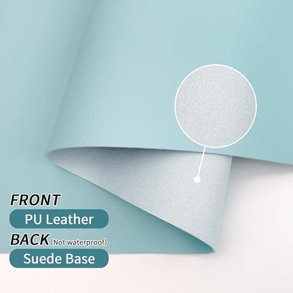 Bloss Light Blue Desk Mat, Large Mouse Pad, Leather Desk Blotter, Waterproof Desk Pad for Office Home Decor/31.5×15.7 Inch | Mouse Pads - TrueDesk