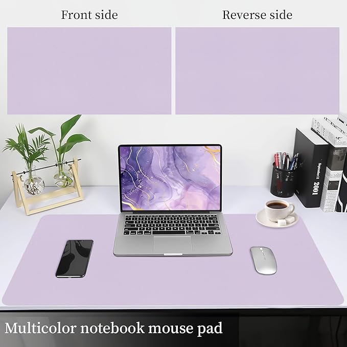 Bloss Light Purple Desk Mat, Double - Sided Leather Desk Pad, Desk Matt for Desktop, Waterproof Desk Pad Mat, Computer Mat for Office Work/Home - 31.5" x 15.7" | Desk Pads Blotters - TrueDesk