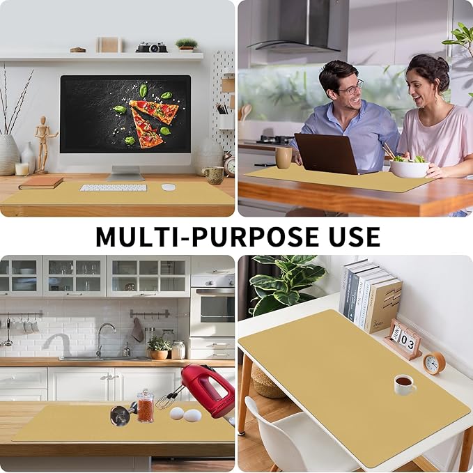 Bloss Light Yellow Desk Mat 31.5"x15.7", Desk Matt for Desktop, Waterproof Leather Large Mouse Pad, Computer Mat for Office/Home/Decor | Mouse Pads - TrueDesk