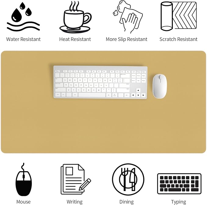 Bloss Light Yellow Desk Mat 31.5"x15.7", Desk Matt for Desktop, Waterproof Leather Large Mouse Pad, Computer Mat for Office/Home/Decor | Mouse Pads - TrueDesk