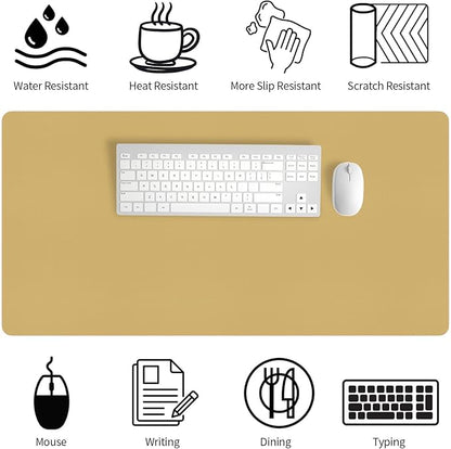 Bloss Light Yellow Desk Mat 31.5"x15.7", Desk Matt for Desktop, Waterproof Leather Large Mouse Pad, Computer Mat for Office/Home/Decor | Mouse Pads - TrueDesk