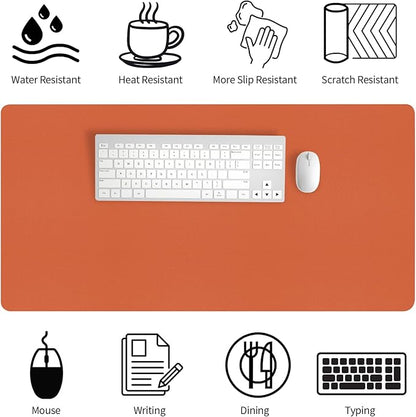 Bloss Orange Desk Mat 31.5"x15.7", Waterproof Large Desk Pad, Leather Desk Matt for Desktop, Computer Mat for Office/Home/Decor | Mouse Pads - TrueDesk
