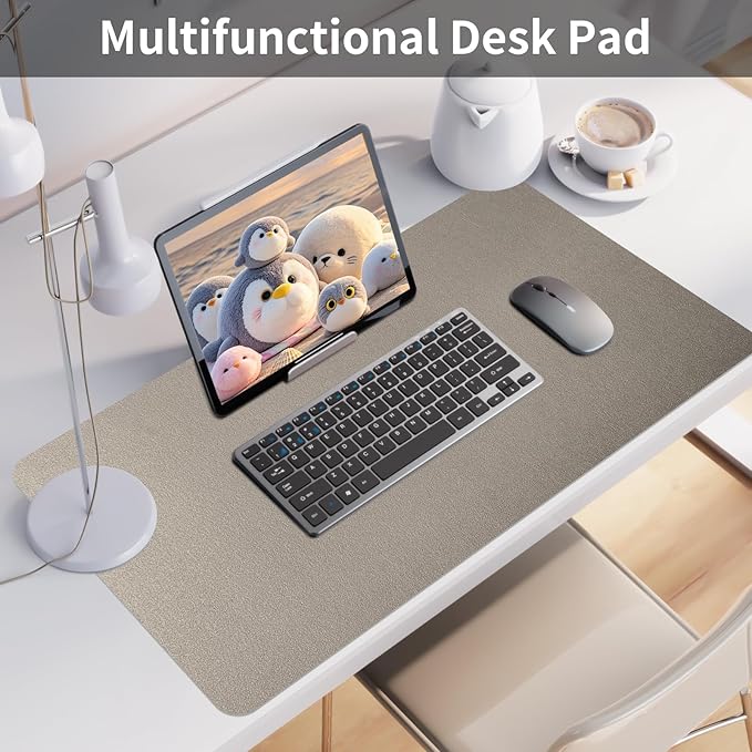 Bloss Pearl Gray Desk Mat 31.5"x15.7", Desk Matt for Desktop, Waterproof Large Desk Pad, Computer Mat for Office/Home/Decor/Christmas Desk Mat | Mouse Pads - TrueDesk