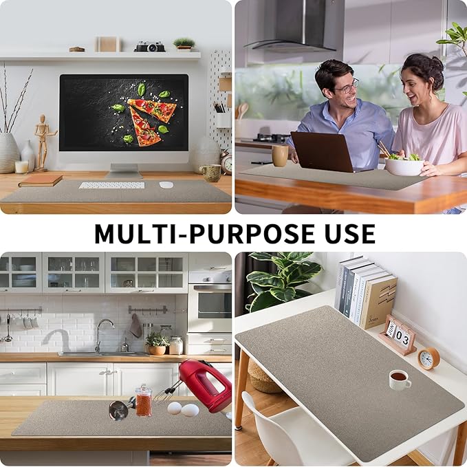 Bloss Pearl Gray Desk Mat 31.5"x15.7", Desk Matt for Desktop, Waterproof Large Desk Pad, Computer Mat for Office/Home/Decor/Christmas Desk Mat | Mouse Pads - TrueDesk