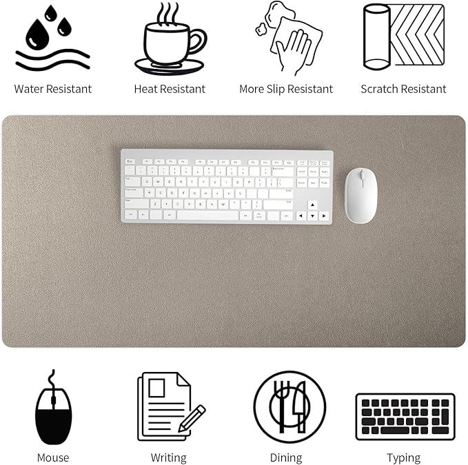 Bloss Pearl Gray Desk Mat 31.5"x15.7", Desk Matt for Desktop, Waterproof Large Desk Pad, Computer Mat for Office/Home/Decor/Christmas Desk Mat | Mouse Pads - TrueDesk
