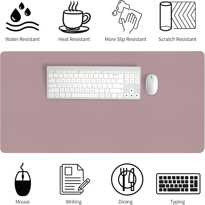 Bloss Pink Desk Mat, Large Mouse Pad, Non - Slip Desk Protector Mat, Leather Desk Blotter, Waterproof Desk Pad for Make Up Desk/31.5×15.7 Inch | Mouse Pads - TrueDesk