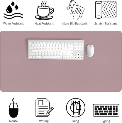 Bloss Pink Desk Mat, Large Mouse Pad, Non - Slip Desk Protector Mat, Leather Desk Blotter, Waterproof Desk Pad for Make Up Desk/31.5×15.7 Inch | Mouse Pads - TrueDesk