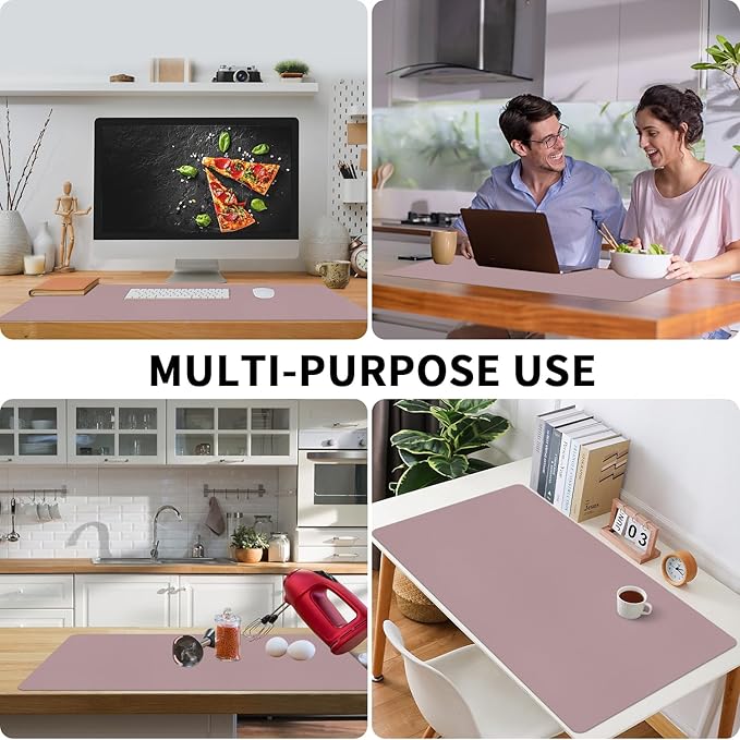 Bloss Pink Desk Mat, Large Mouse Pad, Non - Slip Desk Protector Mat, Leather Desk Blotter, Waterproof Desk Pad for Make Up Desk/31.5×15.7 Inch | Mouse Pads - TrueDesk