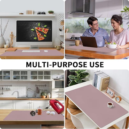 Bloss Pink Desk Mat, Large Mouse Pad, Non - Slip Desk Protector Mat, Leather Desk Blotter, Waterproof Desk Pad for Make Up Desk/31.5×15.7 Inch | Mouse Pads - TrueDesk
