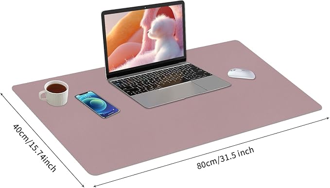 Bloss Pink Desk Mat, Large Mouse Pad, Non - Slip Desk Protector Mat, Leather Desk Blotter, Waterproof Desk Pad for Make Up Desk/31.5×15.7 Inch | Mouse Pads - TrueDesk